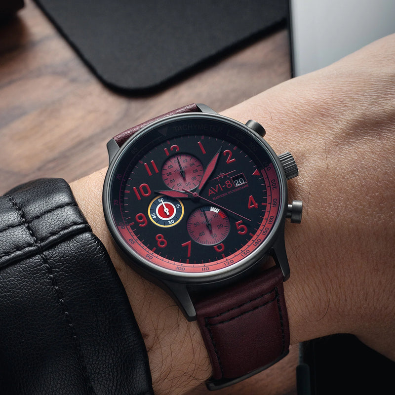 AVI-8 Hawker Hurricane Classic Chronograph Blood Red AV-4011-0S