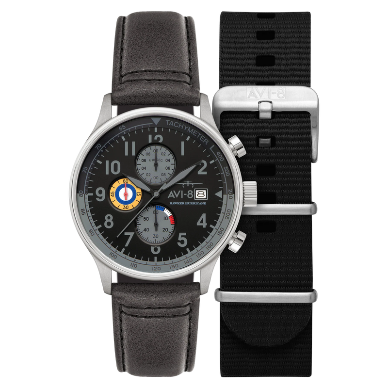 AVI-8 Hawker Hurricane Classic Chronograph Grey Black AV-4011-0U