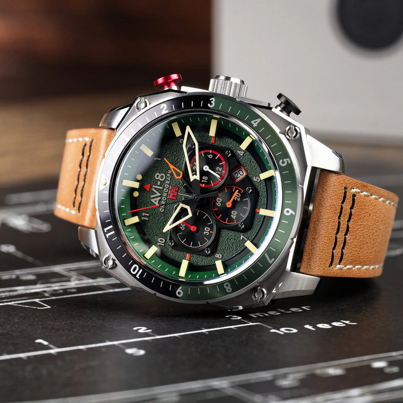 AVI-8 Hawker Hunter Atlas Dual Time Chronograph Forest AV-4100-01