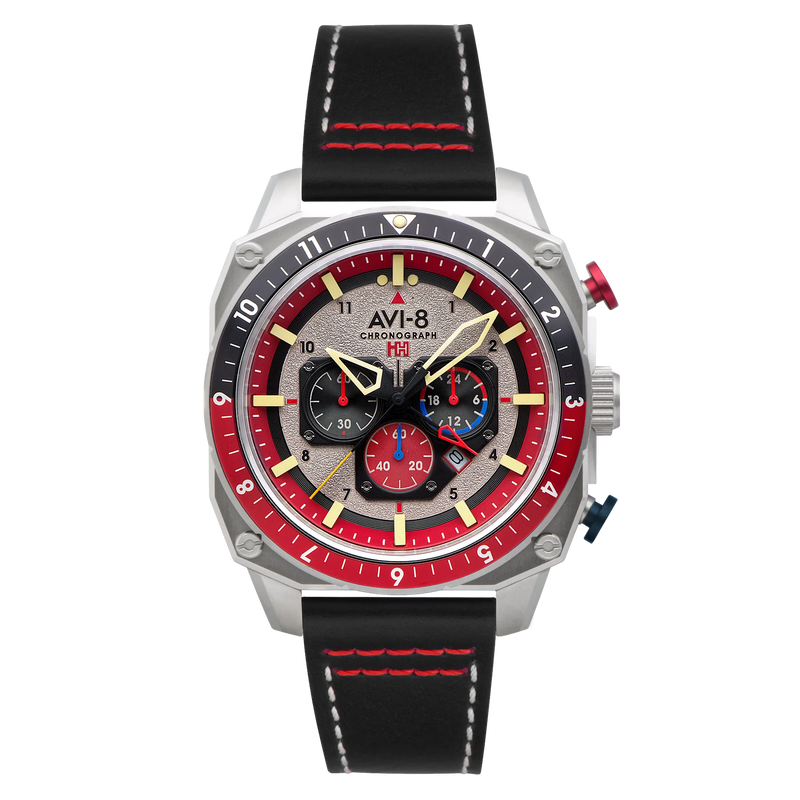 AVI-8 Hawker Hunter Atlas Dual Time Chronograph Hazard Red AV-4100-03