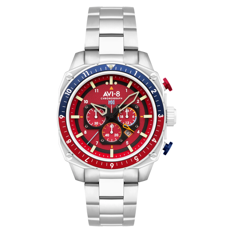 AVI-8 Hawker Hunter Atlas Dual Time Chronograph Crimson Red AV-4100-22